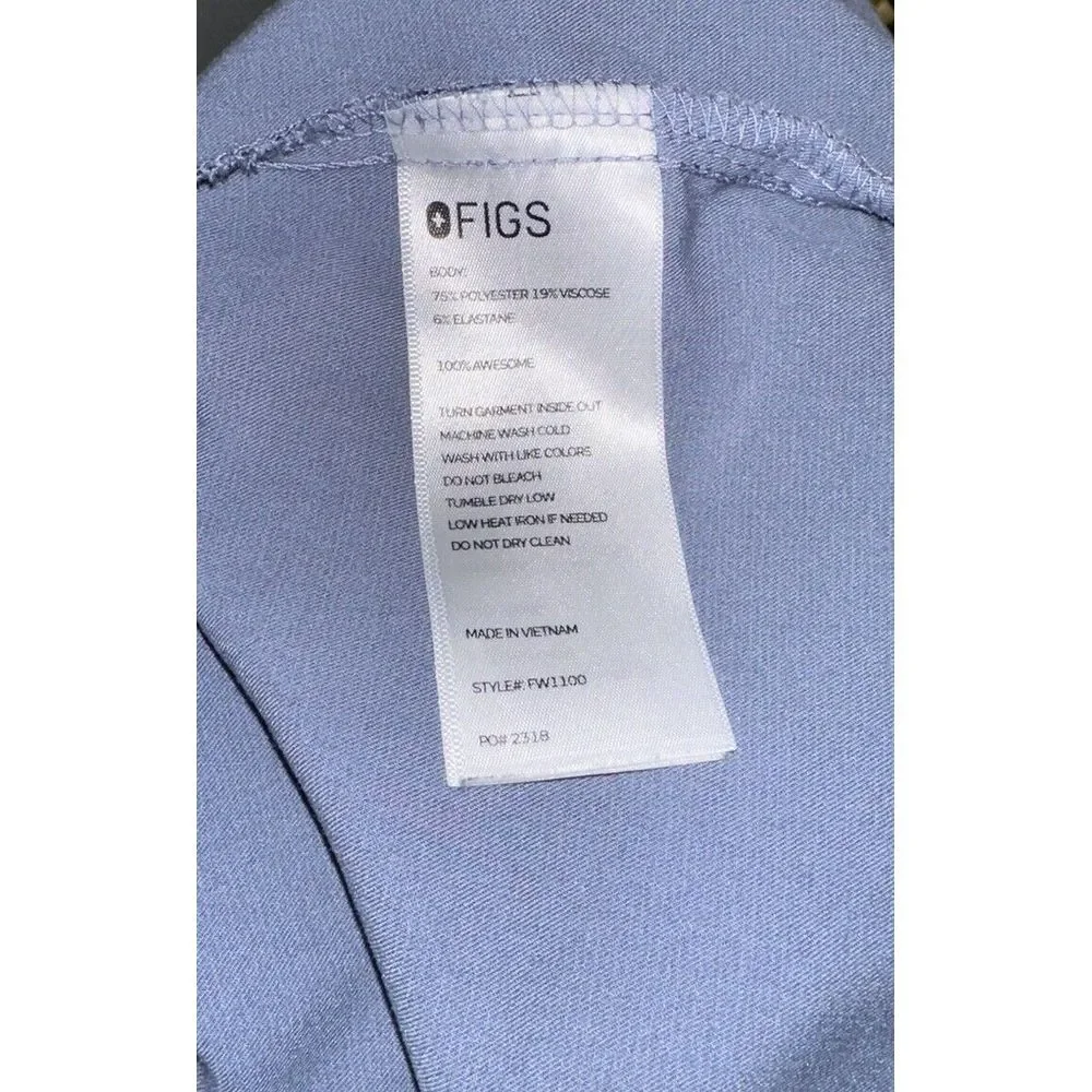 Figs Casma Scrub Top‎ Womens Medium Blue Gray 3 Pocket Short Sleeve Medical